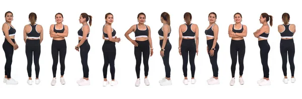 Large Group Same Women Sportswear White Background — Stok Foto