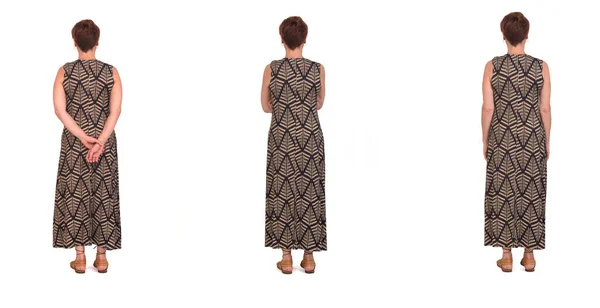 Back View Same Middle Aged Woman Dress White Background — Stock fotografie