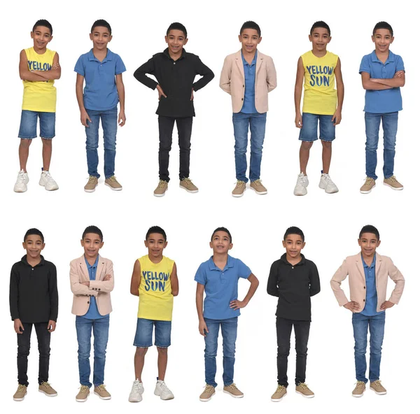 Group Same Teen Various Outfits White Background — Stockfoto