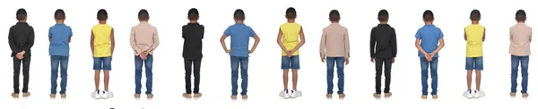 Back View Same Teen Various Poses Various Outfits White Background — Stock fotografie