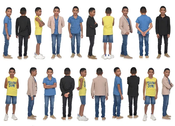 Large Group Same Teenager Various Poses Various Outfits White Background — Foto Stock