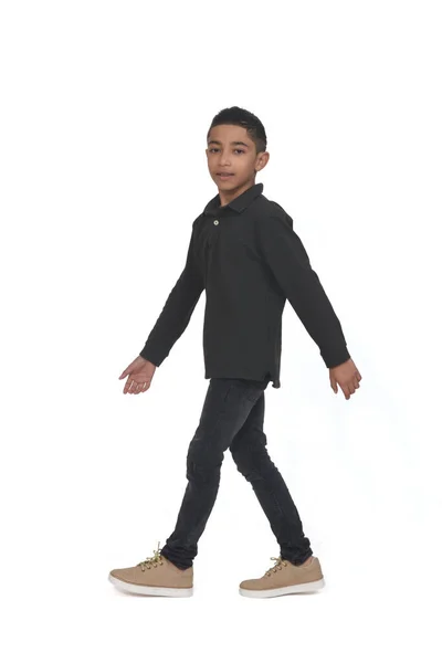 Teen Walking Looking Camera White Background — Stok fotoğraf