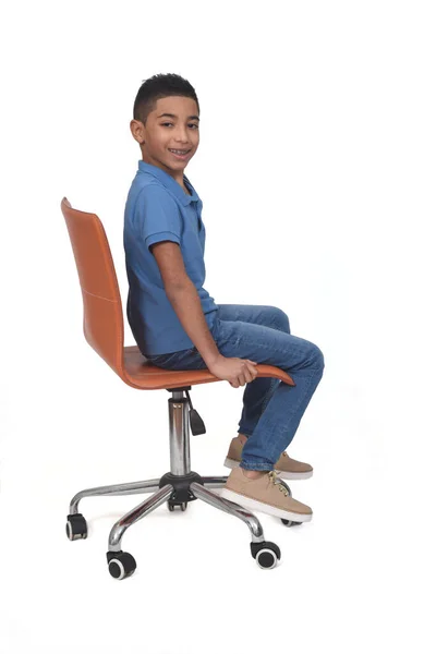 Sided View Teen Sitting Chair White Background — Stock fotografie
