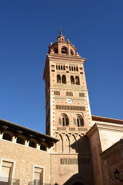 Sunset Cathedral Santa Mara Mediavilla Mudejar Tower Cathedral Teruel Aragon — Stockfoto