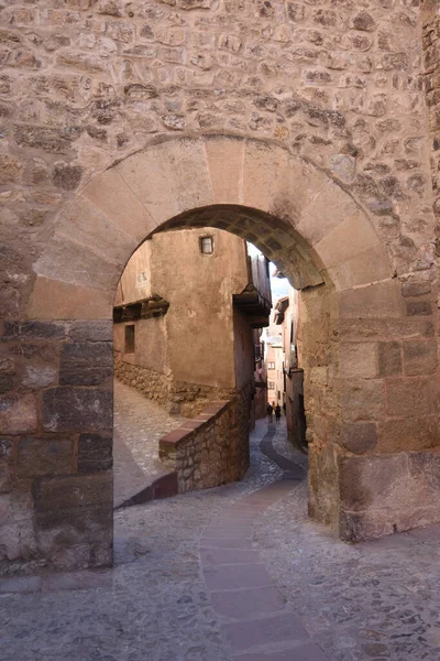 Street Arch Town Albarracin Teruel Province Spain — Foto Stock