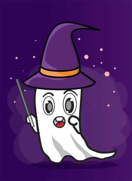 Illustratie Vector Grafiek Van Geest Tovenaar Halloween Cover Geschikt Voor — Stockvector