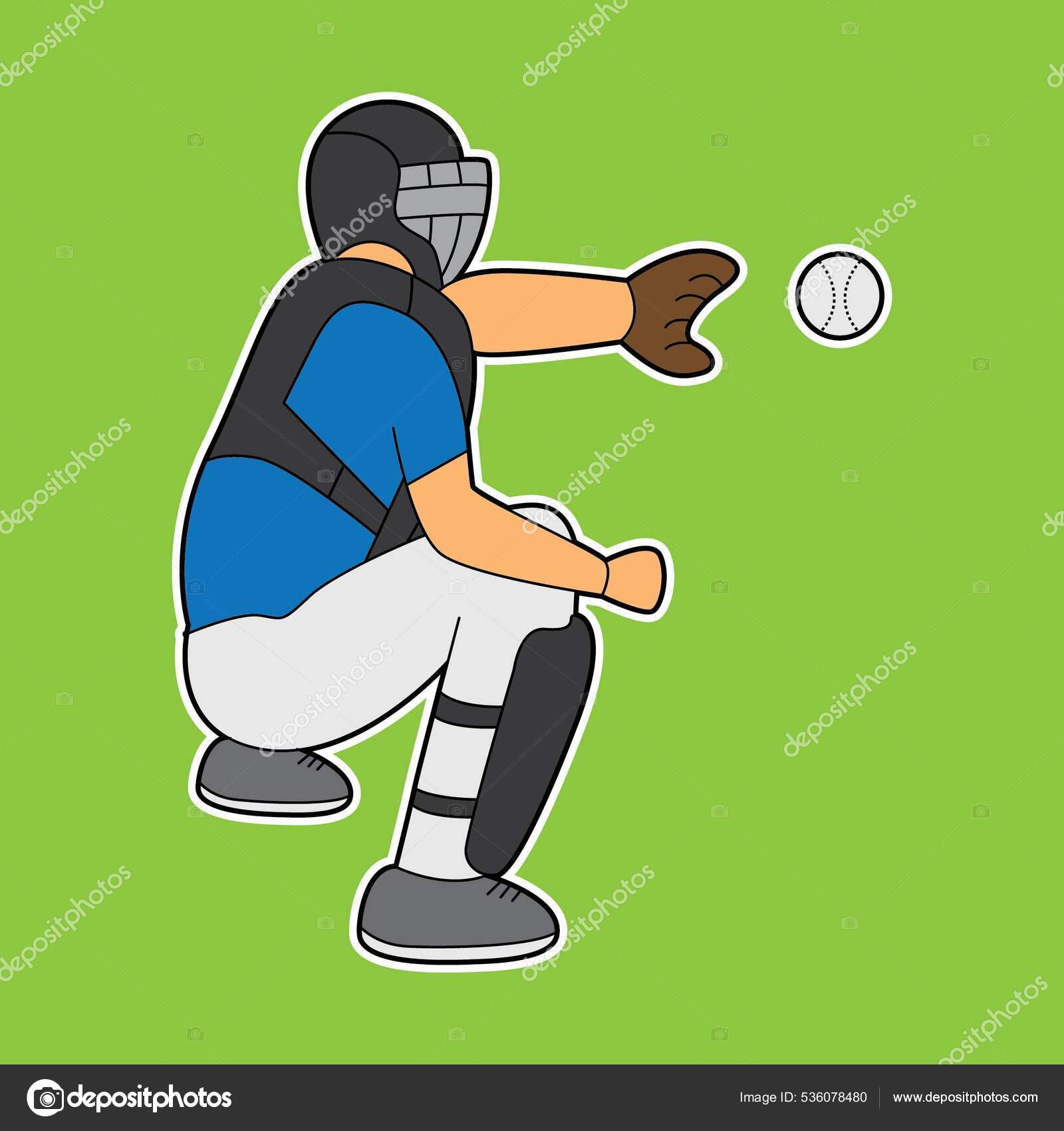 Baseball Catcher Helmet Cartoon Icon Stock Illustration - Download