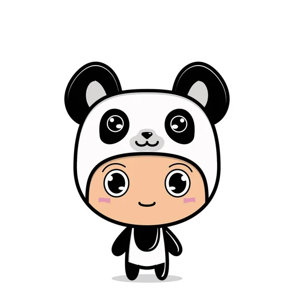 パンダの動物マスコットの衣装を着たかわいい漫画 — ストックベクタ
