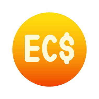 Doğu Karayip Doları para biriminin görsel vektör grafik simgesi. Gradyan Biçim Simgesi. Beyaz arkaplanda vektör çizimi izole edildi. Web sitesi veya uygulama tasarımı için mükemmel.