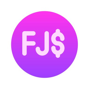 Fiji Doları para biriminin görsel vektör grafik simgesi. Gradyan Biçim Simgesi. Beyaz arkaplanda vektör çizimi izole edildi. Web sitesi veya uygulama tasarımı için mükemmel.