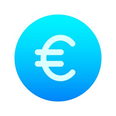 Avrupa Üye Devletleri Euro para biriminin resim vektör grafik simgesi. Gradyan Biçim Simgesi. Beyaz arkaplanda vektör çizimi izole edildi. Web sitesi veya uygulama tasarımı için mükemmel.