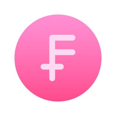 İsviçre Frangı para biriminin görsel vektör grafik simgesi. Gradyan Biçim Simgesi. Beyaz arkaplanda vektör çizimi izole edildi. Web sitesi veya uygulama tasarımı için mükemmel.