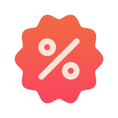 İndirim Simgesi 'nin görsel vektör grafik simgesi. Gradyan Biçim Simgesi. Beyaz arkaplanda vektör çizimi izole edildi. Web sitesi veya uygulama tasarımı için mükemmel.