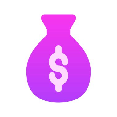 Para Torbası Simgesi 'nin resimleme vektör grafik simgesi. Gradyan Biçim Simgesi. Beyaz arkaplanda vektör çizimi izole edildi. Web sitesi veya uygulama tasarımı için mükemmel.