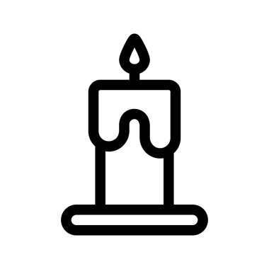 Candle 'ın görsel vektör grafik simgesi. Taslak Biçim Simgesi. Cadılar Bayramı temalı simge. Beyaz arkaplanda vektör çizimi izole edildi. Web sitesi veya uygulama tasarımı için mükemmel.