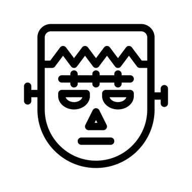 Frankenstein 'ın görsel vektör grafik ikonu. Taslak Biçim Simgesi. Cadılar Bayramı temalı simge. Beyaz arkaplanda vektör çizimi izole edildi. Web sitesi veya uygulama tasarımı için mükemmel.