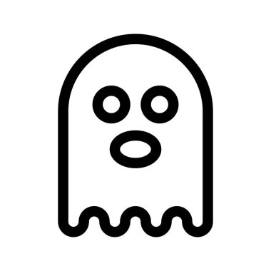 Hayalet 'in görsel vektör grafik simgesi. Taslak Biçim Simgesi. Cadılar Bayramı temalı simge. Beyaz arkaplanda vektör çizimi izole edildi. Web sitesi veya uygulama tasarımı için mükemmel.