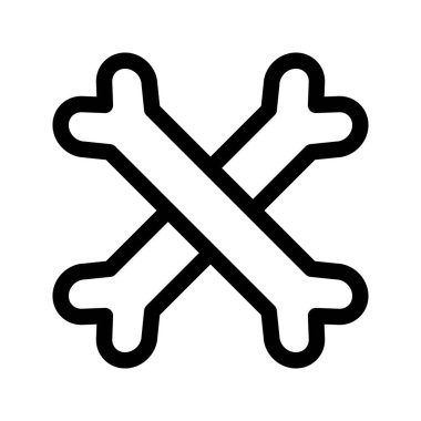 Crossed Bones 'un görsel vektör grafik simgesi. Taslak Biçim Simgesi. Cadılar Bayramı temalı simge. Beyaz arkaplanda vektör çizimi izole edildi. Web sitesi veya uygulama tasarımı için mükemmel.