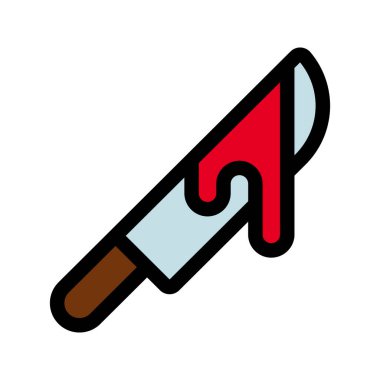 Kanlı Bıçak 'ın görsel vektör ikonu. Dolu Satır Biçimi Simgesi. Cadılar Bayramı temalı simge. Beyaz arkaplanda vektör çizimi izole edildi. Web sitesi veya uygulama tasarımı için mükemmel.