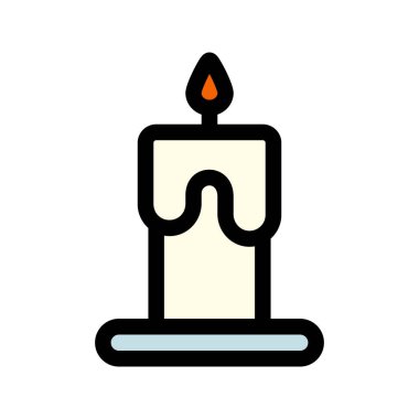 Candle 'ın görsel vektör grafik simgesi. Dolu Satır Biçimi Simgesi. Cadılar Bayramı temalı simge. Beyaz arkaplanda vektör çizimi izole edildi. Web sitesi veya uygulama tasarımı için mükemmel.