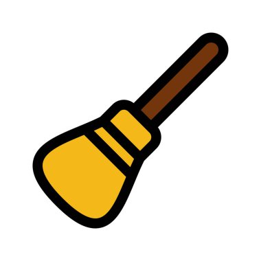 Süpürge 'nin görsel vektör grafik simgesi. Dolu Satır Biçimi Simgesi. Cadılar Bayramı temalı simge. Beyaz arkaplanda vektör çizimi izole edildi. Web sitesi veya uygulama tasarımı için mükemmel.