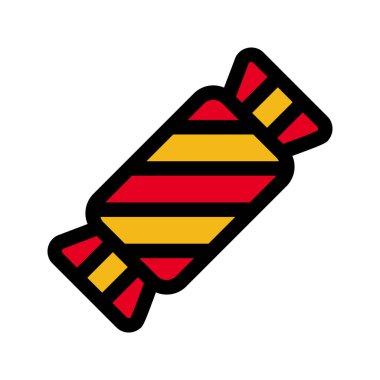 Candy 'nin görsel vektör grafik ikonu. Dolu Satır Biçimi Simgesi. Cadılar Bayramı temalı simge. Beyaz arkaplanda vektör çizimi izole edildi. Web sitesi veya uygulama tasarımı için mükemmel.