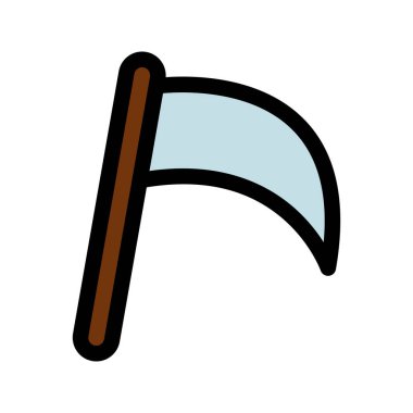 Ölüm Tırpanı 'nın görsel vektör ikonu. Dolu Satır Biçimi Simgesi. Cadılar Bayramı temalı simge. Beyaz arkaplanda vektör çizimi izole edildi. Web sitesi veya uygulama tasarımı için mükemmel.