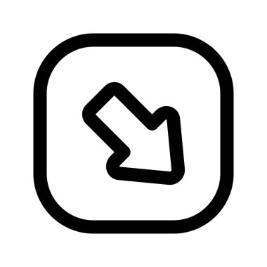 Sağ Alt Ok 1 'in resimleme vektör grafik simgesi. Taslak Biçim Simgesi. Beyaz arkaplanda vektör çizimi izole edildi. Web sitesi veya uygulama tasarımı için mükemmel.