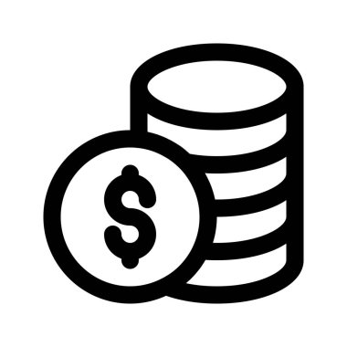 Para yığını ikonunun görsel vektör grafik simgesi. Satır biçimi simgesi. Beyaz arkaplanda vektör çizimi izole edildi. Web sitesi veya uygulama tasarımı için mükemmel.