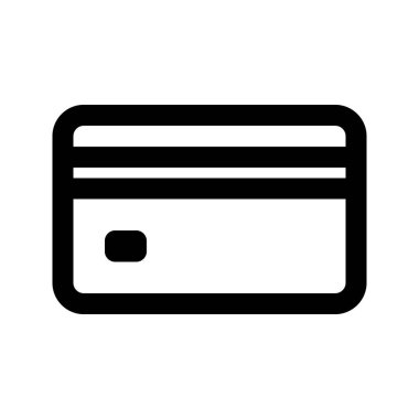 Kredi kartı ikonunun görsel vektör grafik simgesi. Satır biçimi simgesi. Beyaz arkaplanda vektör çizimi izole edildi. Web sitesi veya uygulama tasarımı için mükemmel.