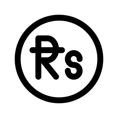 Mauritius, Nepal Rupi para biriminin grafik ikonu. Satır biçimi simgesi. Beyaz arkaplanda vektör çizimi izole edildi. Web sitesi veya uygulama tasarımı için mükemmel.