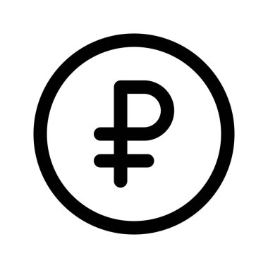 Rusya Ruble para biriminin görsel vektör grafik simgesi. Satır biçimi simgesi. Beyaz arkaplanda vektör çizimi izole edildi. Web sitesi veya uygulama tasarımı için mükemmel.