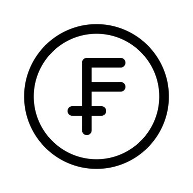 İsviçre Frangı para biriminin görsel vektör grafik simgesi. Satır biçimi simgesi. Beyaz arkaplanda vektör çizimi izole edildi. Web sitesi veya uygulama tasarımı için mükemmel.