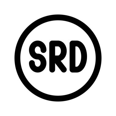 Surinam Doları para biriminin görsel vektör grafik simgesi. Satır biçimi simgesi. Beyaz arkaplanda vektör çizimi izole edildi. Web sitesi veya uygulama tasarımı için mükemmel.