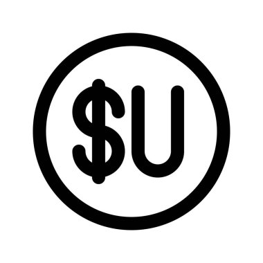 Uruguay Peso para biriminin görsel vektör grafik simgesi. Satır biçimi simgesi. Beyaz arkaplanda vektör çizimi izole edildi. Web sitesi veya uygulama tasarımı için mükemmel.