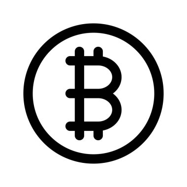 Bitcoin Kripto para biriminin görsel vektör ikonu. Satır biçimi simgesi. Beyaz arkaplanda vektör çizimi izole edildi. Web sitesi veya uygulama tasarımı için mükemmel.