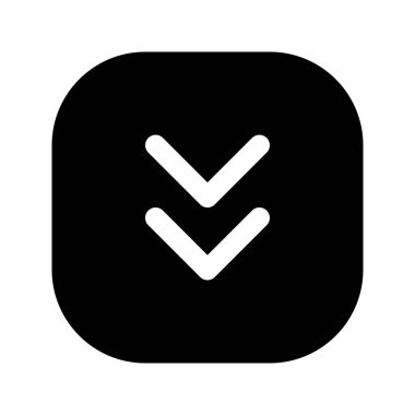 Down Arrow 3 'ün görsel vektör grafik simgesi. Katı Biçim Simgesi. Beyaz arkaplanda vektör çizimi izole edildi. Web sitesi veya uygulama tasarımı için mükemmel.