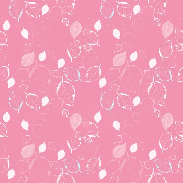 Kusursuz desen, sonbahar yapraklarının silüeti... Tekstil, keten ve tasarım için pembe arka planda.