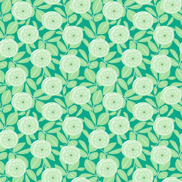 Бесшовный Узор Белый Лимон Листьями Зеленом Фоне Текстиля Постельное Белье — стоковый вектор