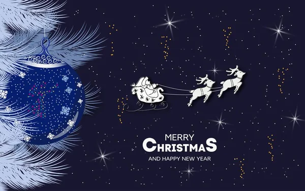 クリスマスボールとサンタクラスのベクトルイラスト付きクリスマスカード — ストックベクタ