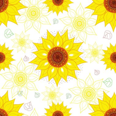 Tekstil ve web tasarımı için parlak ayçiçeği deseni