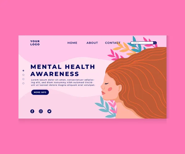 world mental health day. flat mental health landing page concept template. mental health homepage