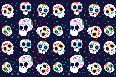 el çizimi kurukafa dia de muertos desen vektörü