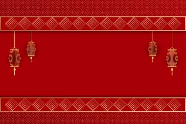Kopya alanı olan geleneksel Çin kırmızı arka planı. Çince yeni yıl arkaplanı