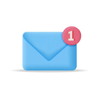 Yeni e- posta bildirim 3d simgesi. 3D gerçekçi e- posta simgesi. 3d vektör e- postası