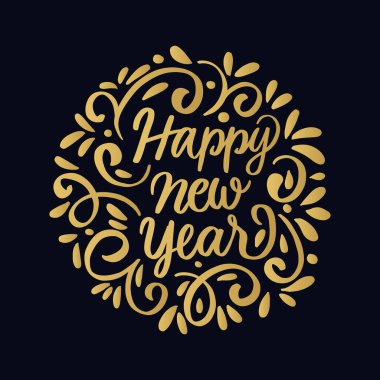 Yaratıcı el yazısı, mutlu yıllar. yeni yıl izole tasarımı