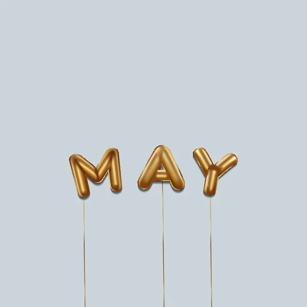 Mayo Escrito Con Globos Oro Aluminio Letras Mayo Con Globos — Archivo Imágenes Vectoriales