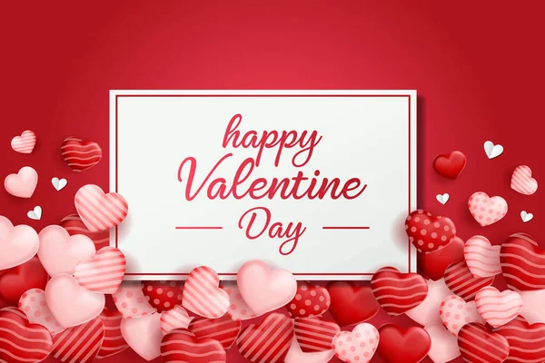 Boldog Valentin Nap Szív Háttér Négyzet Alakú Valentin Üdvözlőlap Banner — Stock Vector