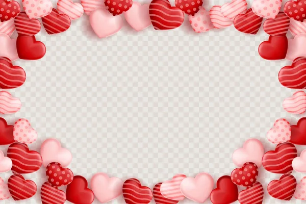 Valentine Hintergrund Mit Vielen Herzen Transparenten Hintergrund Kopierbereich Vektorillustration Rotes — Stockvektor