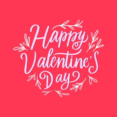 Sevgililer Günü 'nde el yazısı. Sevgililer günün kutlu olsun tipografi. izole tasarım vektörü